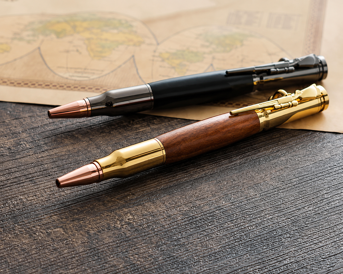 🖊 Bolt Action Wooden Bullet Pen | Crafted From Real Wood & Bullet Casing