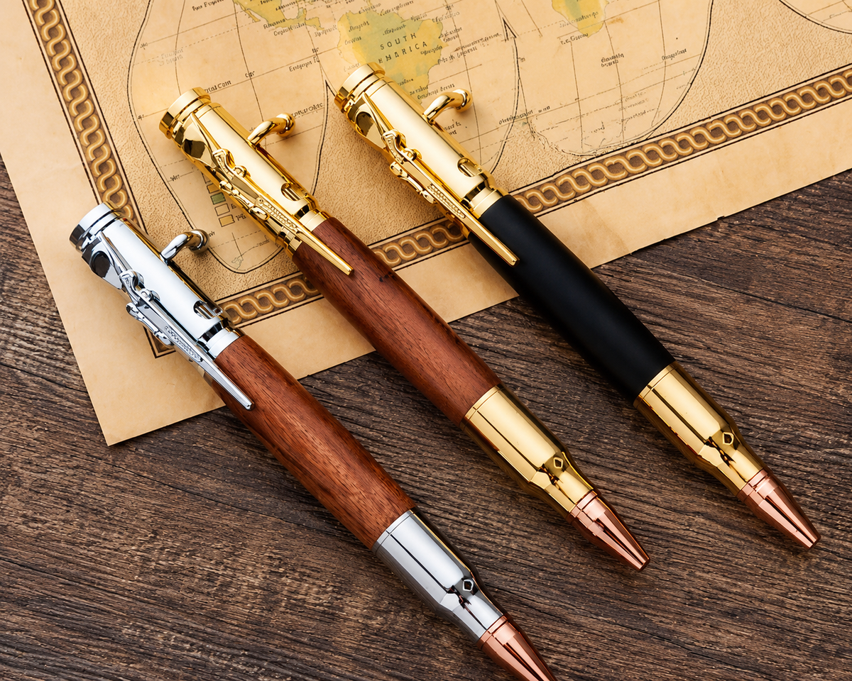 🖊 Bolt Action Wooden Bullet Pen | Crafted From Real Wood & Bullet Casing