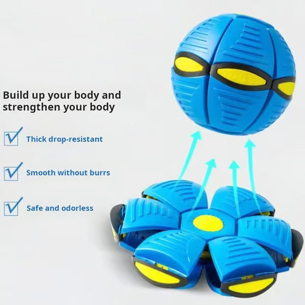 A Transforming Dog Toy Ball That Pops into a Flying Disc for Outdoor Fetch Play