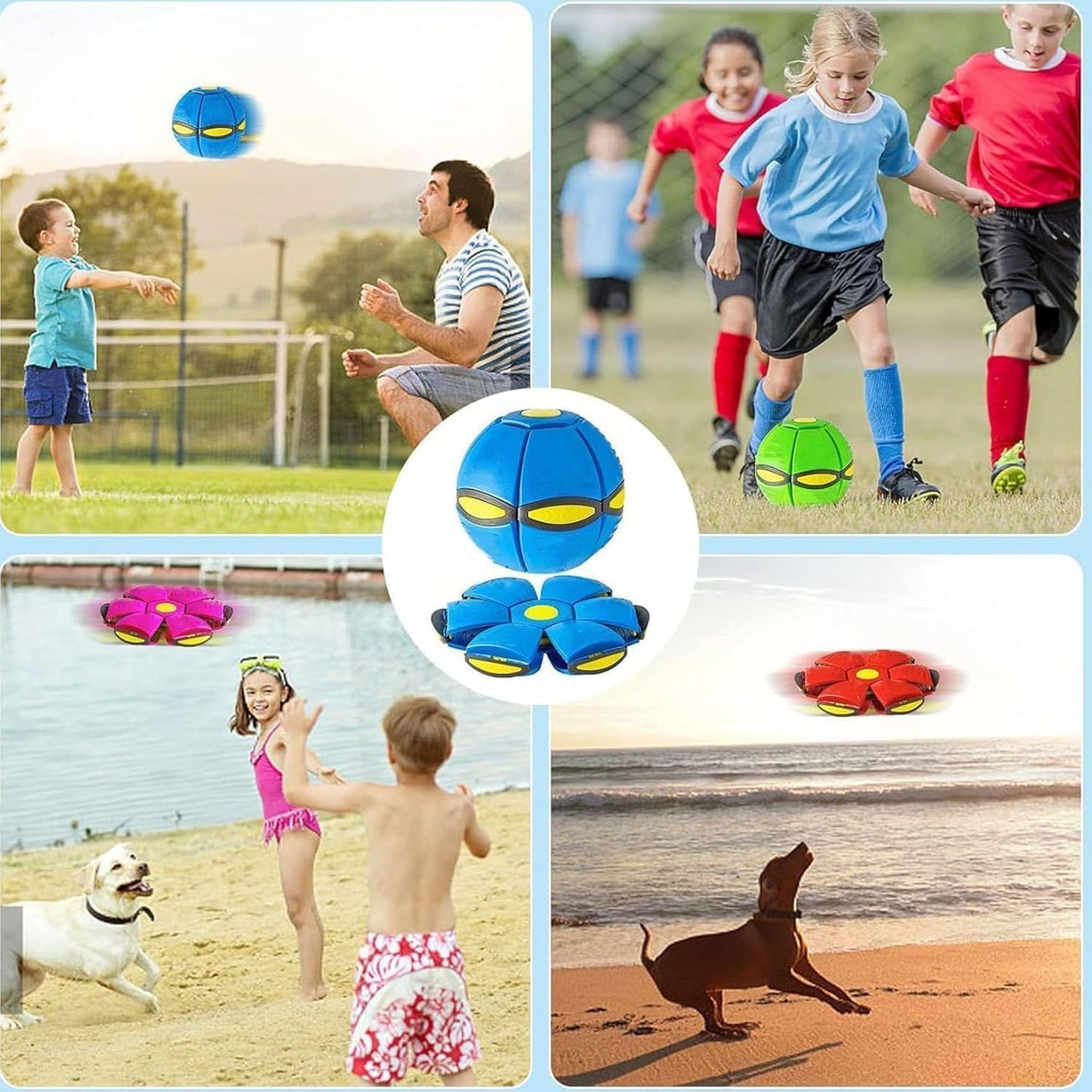 A Transforming Dog Toy Ball That Pops into a Flying Disc for Outdoor Fetch Play
