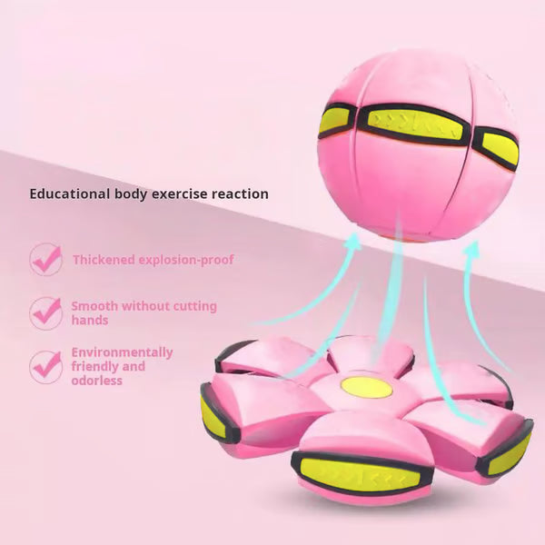 A Transforming Dog Toy Ball That Pops into a Flying Disc for Outdoor Fetch Play