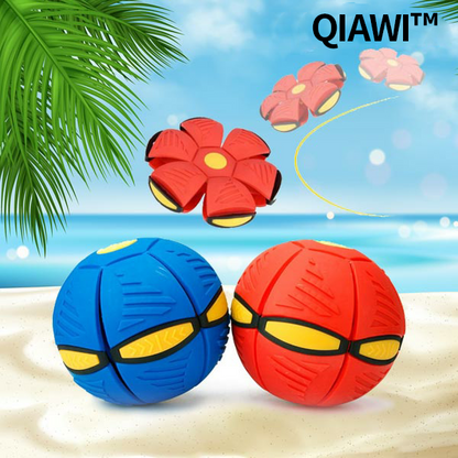 A Transforming Dog Toy Ball That Pops into a Flying Disc for Outdoor Fetch Play