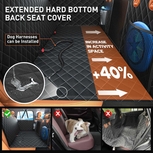 Dog Car Seat Cover - 3 Hard Panels, Waterproof, Backseat Extender, Large Dogs